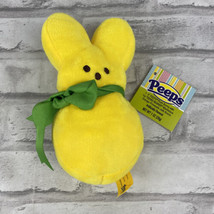 Peeps 6&quot; Yellow Plush Just Born Easter Bunny Plush Toy Green Ribbon NWOT - £9.45 GBP