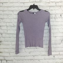Divided H&amp;M Knit Top Womens Extra Small Gray Long Sleeve Cut Out Crew Neck - £12.57 GBP