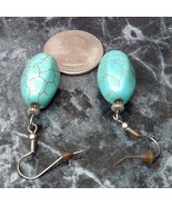 Vintage Large turquoise tear drop earrings - £32.07 GBP