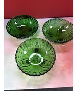 Vintage Anchor Hocking Emerald Green Burple Glass Bowls Footed Set Of 3 - $24.75