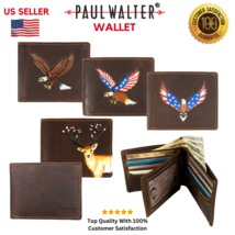 Wallet, Men’s Hunter Leather Slim Bifold RFID Wallet, Gift for Men, Hand... - $15.83+