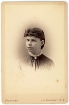 Circa 1880&#39;S Cabinet Card Beautiful Woman Ivory Brooch Fredricks Broadway, NY - £7.44 GBP