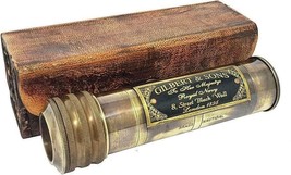 Vintage handmade brass 6&quot; kaleidoscope w/ leather case collectible gift - £20.44 GBP