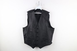 Vtg 90s Streetwear Mens XL Distressed Leather Western Rodeo Button Vest Jacket - £46.89 GBP