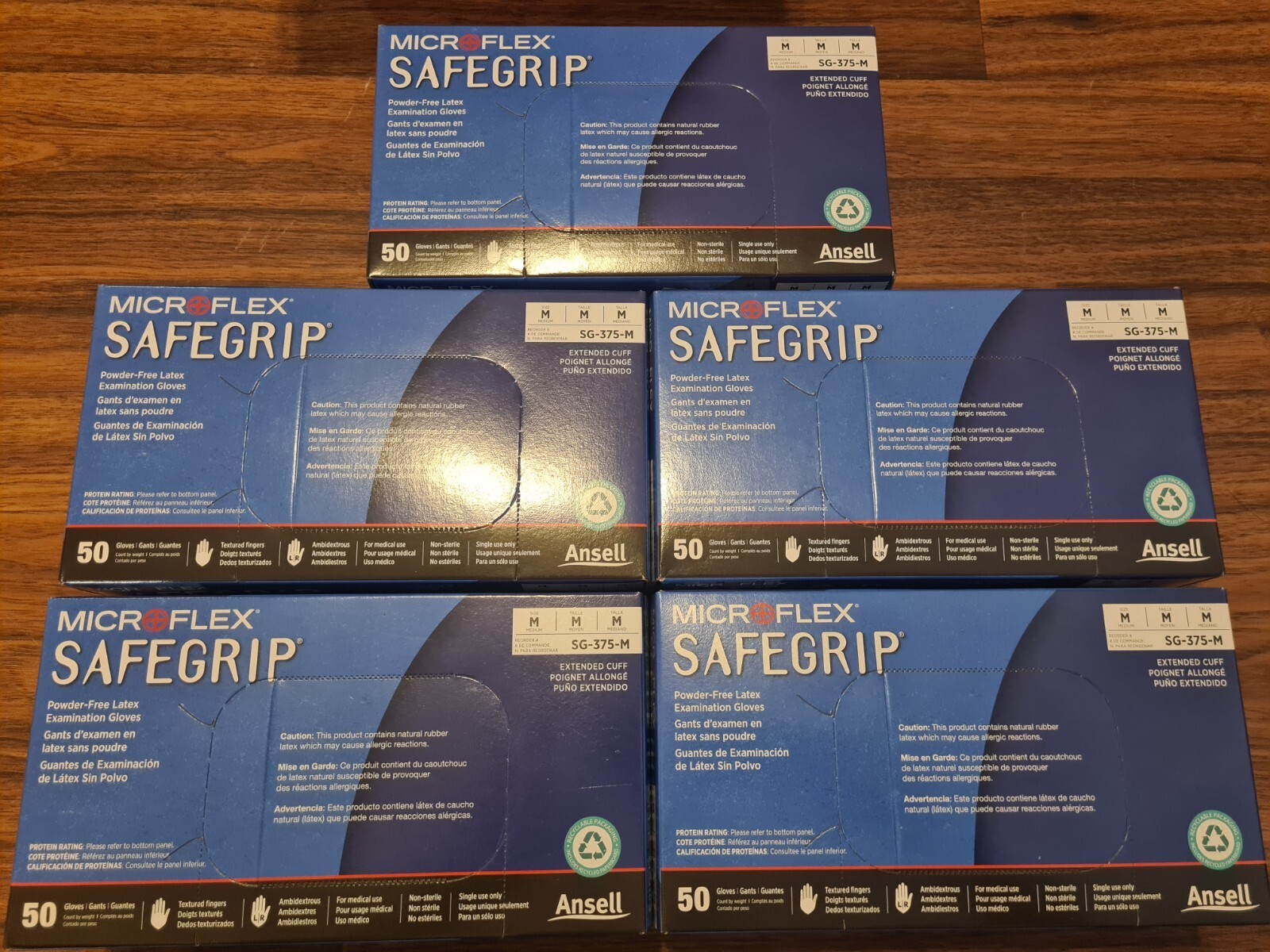250-Pairs SG-375 Ansell MicroFlex SafeGrip Powder Free Latex Exam Gloves M - $78.39
