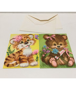 Vintage Coby greeting cards two adorable large cute baby animal get well... - $27.08 CAD
