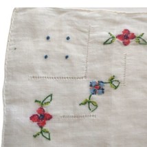 Floral Petit Point Handkerchief Hankie Cottage Shabby Victorian Vintage Handmade - £6.24 GBP