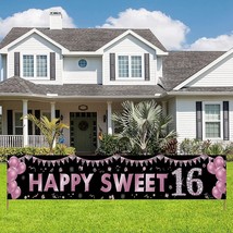 16Th Birthday Banner Decorations For Girls, Happy Sweet 16 Birthday Yard Sign Pa - £17.26 GBP