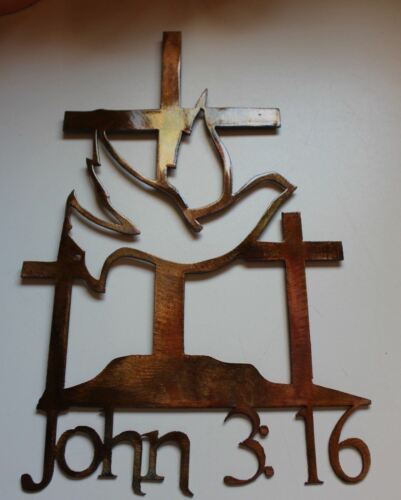 Primary image for John 3:16 Cross - Metal Wall Art - Copper 15" x 9 1/2"