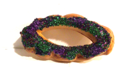 Mardi Gras King Cake Ornament with Purple and Green Icing - £10.35 GBP