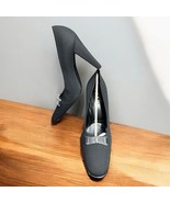 Beautiful PRADA Black Poplin Heel Pumps Shoes Size 38 IT / 8 US - $135.38 CAD