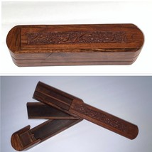 Handcrafted Wooden Trinket Jewelry Secret Box Sliding Lid Carved Ornate - £27.60 GBP