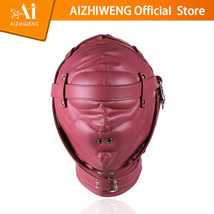Adult unisex PU Leather,Rose Red Sexy Leather Mask Hood Mask - £26.74 GBP