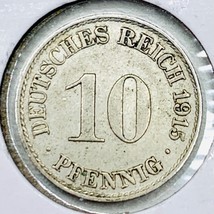 1915 A German Empire 10 Pfennig Coin - $8.90