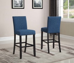 Blue Biony Fabric Bar Stools w/ Nailhead Trim (Set of 2) - £168.19 GBP