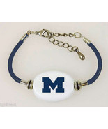 Fenton Collegiate Logo Leather Cord Bracelet Michigan Wolverines NCAA Gl... - £35.01 GBP