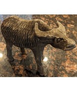 Vintage Hand-Carved Wooden African Water Buffalo Figurine - £15.92 GBP
