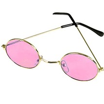 Groovy Hippie Funky Novelty ROUND COSTUME GLASSES Retro Lennon Gold Fram... - $112.33 MXN
