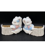 Burwood Bunny Rabbits Wall Pockets Boy Girl Made in USA Hard Plastic - €19,34 EUR