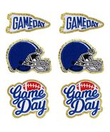 Tmtains Football Helmet Iron-On Patches Blue 6Pc Embroidered Game Day - $13.28 CAD