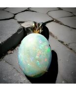 EARTH MINED Australian OPAL Deco Pendant SOLID 14K GOLD Original Medalli... - $2,465.25