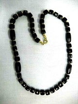 Black Acrylic Beaded Square and Rectangle Shapes Goldtone Spacers 19&quot; Ne... - €6,03 EUR