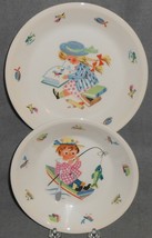 Vintage 2 pc Set FIGGJO FLINT Porcelain CHILD&#39;S BOWL and PLATE Made in N... - £23.34 GBP