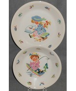 Vintage 2 pc Set FIGGJO FLINT Porcelain CHILD&#39;S BOWL and PLATE Made in N... - $29.69