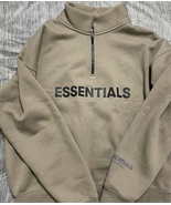 Fear of God Essentials FW20 Half Zip Sweatshirt Taupe  - $55.00