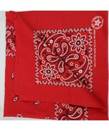 Vintage Style USA Red Paisley Cowboy Rodeo Neck Bandana 21x21 Inch - $9.00