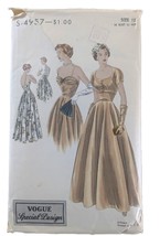 RARE 12/30 UNCUT 1940s Vintage Sewing Pattern Vogue 4957 Formal/Evening ... - $54.99