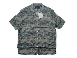 AllSaints Mens M Relaxed Fit Green/ Black Liszt Button Front Hawaiian Ca... - $79.95