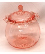 Lace Edge Pink Depression Biscuit Cookie Jar Glass Colony 1930s Art Deco... - £110.76 GBP