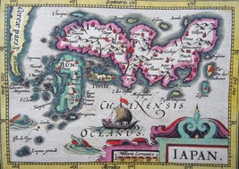 Japan, Korea, rare early map, original colors, by Bertius/Hondius, 1618,... - $327.99