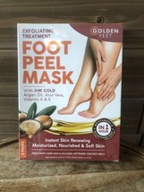 Golden Feet FOOT PEEL MASK 2 Pairs w/ 24K Gold Argan Oil Aloe Vera Vitamin A &amp; E - £8.99 GBP