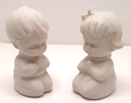 Praying Boy and Girl Salt &amp; Pepper Shaker Set White Porcelain Made in Japan Vtg - £6.84 GBP