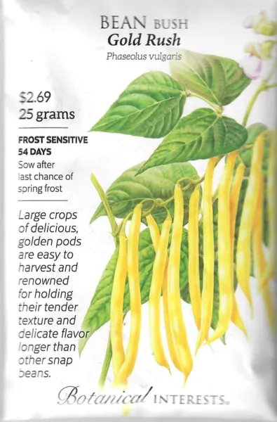 Beans Gold Rush Vegetable Seeds - Botanical Interests 12/24 Fresh Garden - $9.00