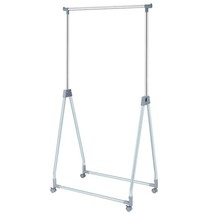 Folding Extendable Metal Garment Rack Clothes Hanging Rod with Lockable Wheels - £86.98 GBP
