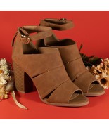 Qupid Ankle Booties Block Heel Peep Toe Side Buckle Color Brown Womens S... - $483.67 MXN