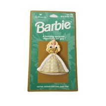 Hallmark Barbie Doll Holiday Pin Christmas 1996  2 1/4&quot; Lapel on Origina... - £9.50 GBP