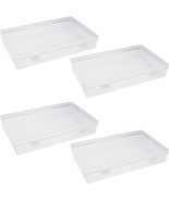 Thintinick 4 Pack Rectangular Clear Plastic Storage Containers Box with ... - £25.06 GBP