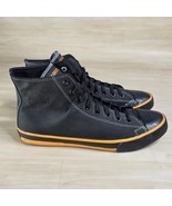 Harley Davidson Men&#39;s Nathan Black Orange Leather High-Top Sneakers Shoe... - $67.59 CAD