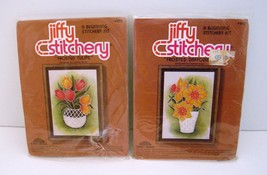 Jiffy Stitchery Crewel Kits Frosted Daffodils And Frosted Tulips Sealed Vintage  - £17.26 GBP