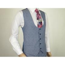 Men 3pc European Vested Suit WESSI  JVALINTIN Slim Fit JV22 Sky Blue One Button image 9