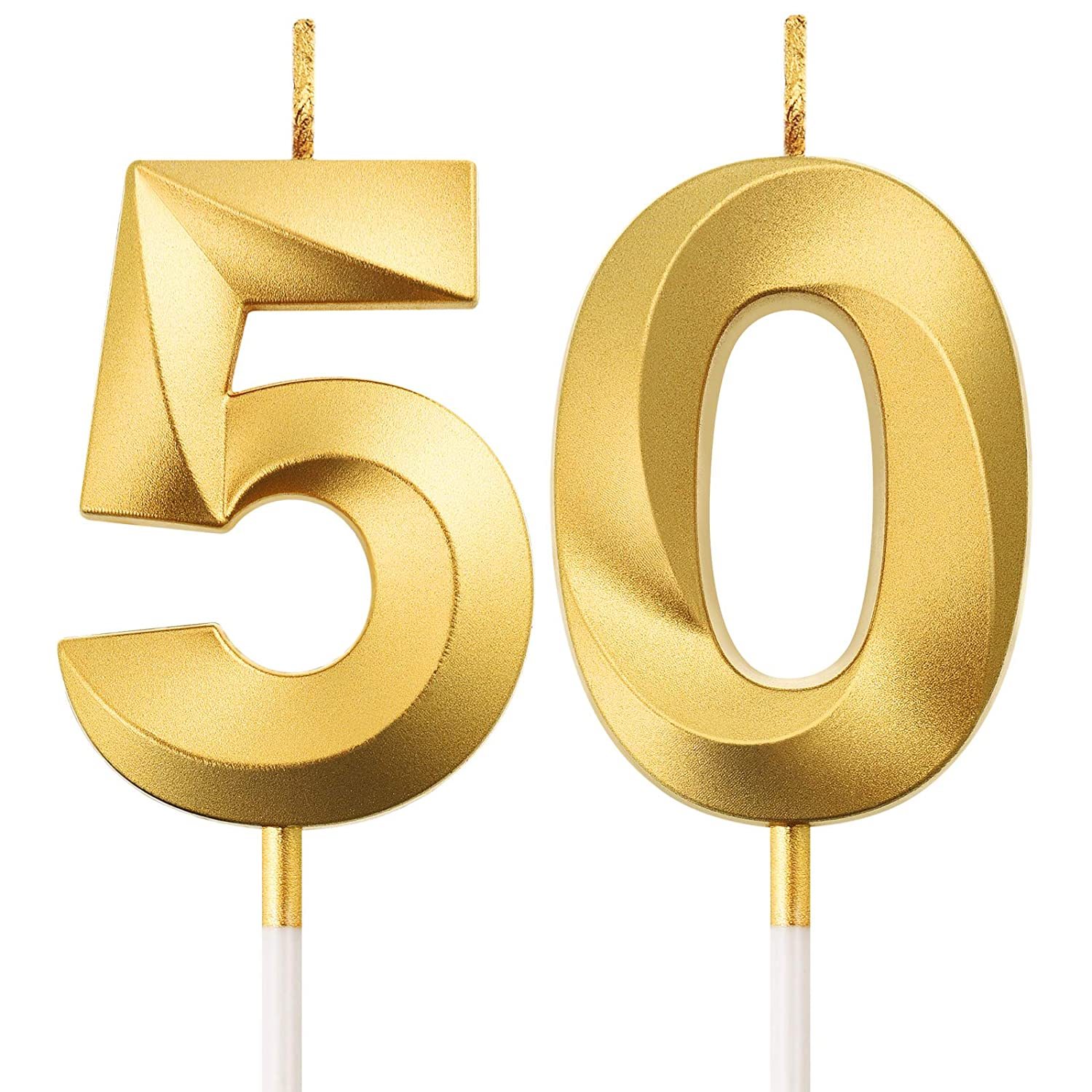Primary image for 50Th Birthday Candles Cake Numeral Candles Happy Birthday Cake Topper 
