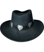 Scala Firenze Italy 100% Wool Felt Concho Hat w/Heart Accented Band Medi... - €22,66 EUR