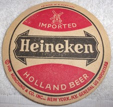 Vintage Heavy Cardboard Imported Heineken Holland Beer Coaster - £2.36 GBP