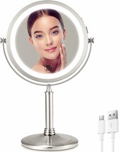 The Vesaur 8&quot; Lighted Makeup Mirror Features A 1X/10X Magnifying Vanity Mirror - £40.89 GBP