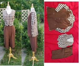 Vintage 1940"Sareze of Miami"Capri Pants,Vest Plaid Jacket 3pc set W27"Rare - $430.65