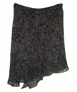 STUDIO M 100% Silk Floral Ruffled Front Asymmetrical Skirt - Lined - Sz ... - $39.99
